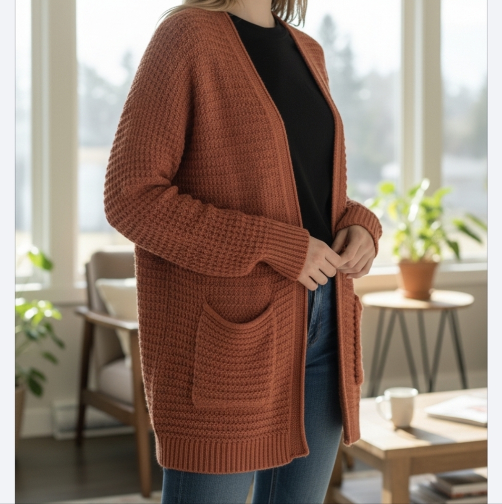 Rust oversized Knit Cardigan size M